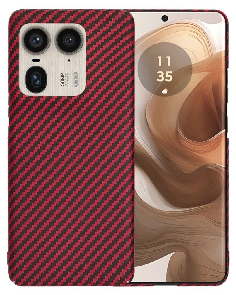 Techsuit Carbonite FiberShell Back Cover Hülle für Motorola Edge 50 Ultra - Rot