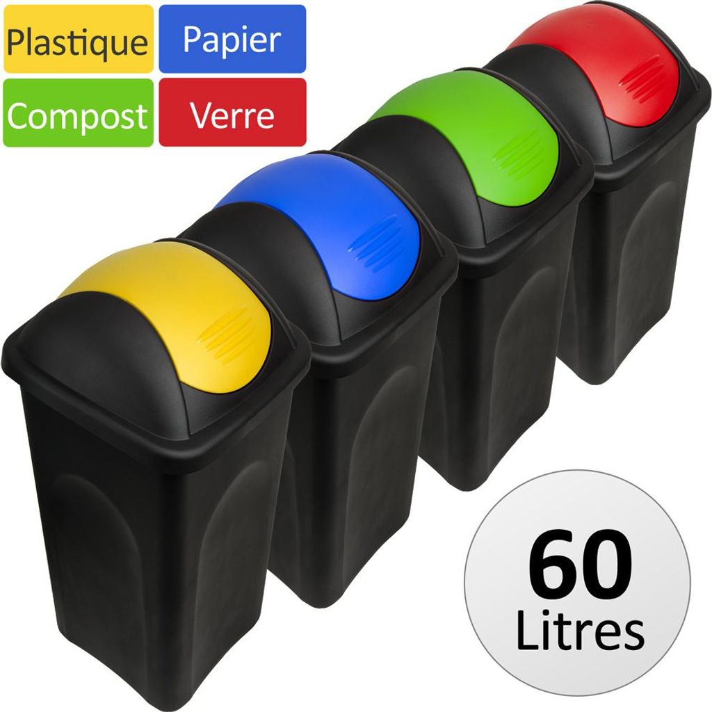Lot de 4 Poubelles de recyclage Couvercle Automatique 60 Image du produit 