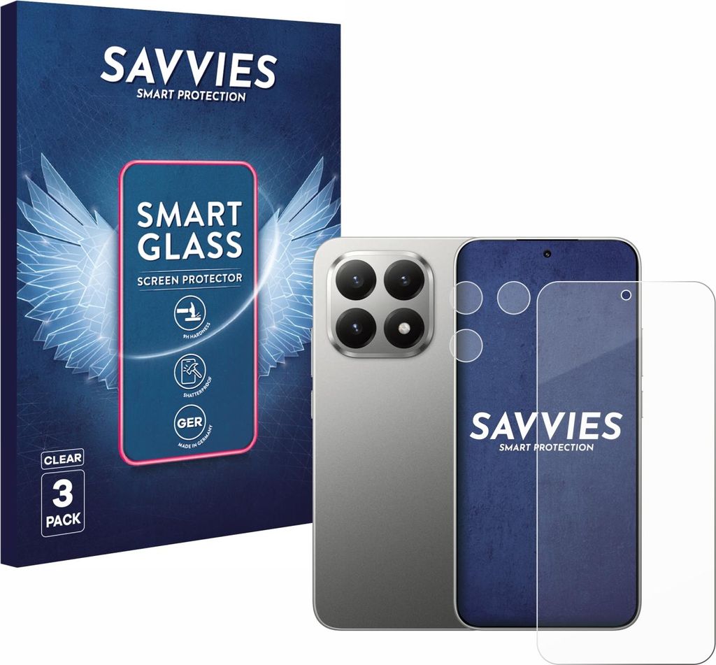 3x Savvies Schutzglas Folie für Xiaomi 15T (Display+Kamera) 9H Panzer Schutzfolie Glas Displayschutz klar transparent