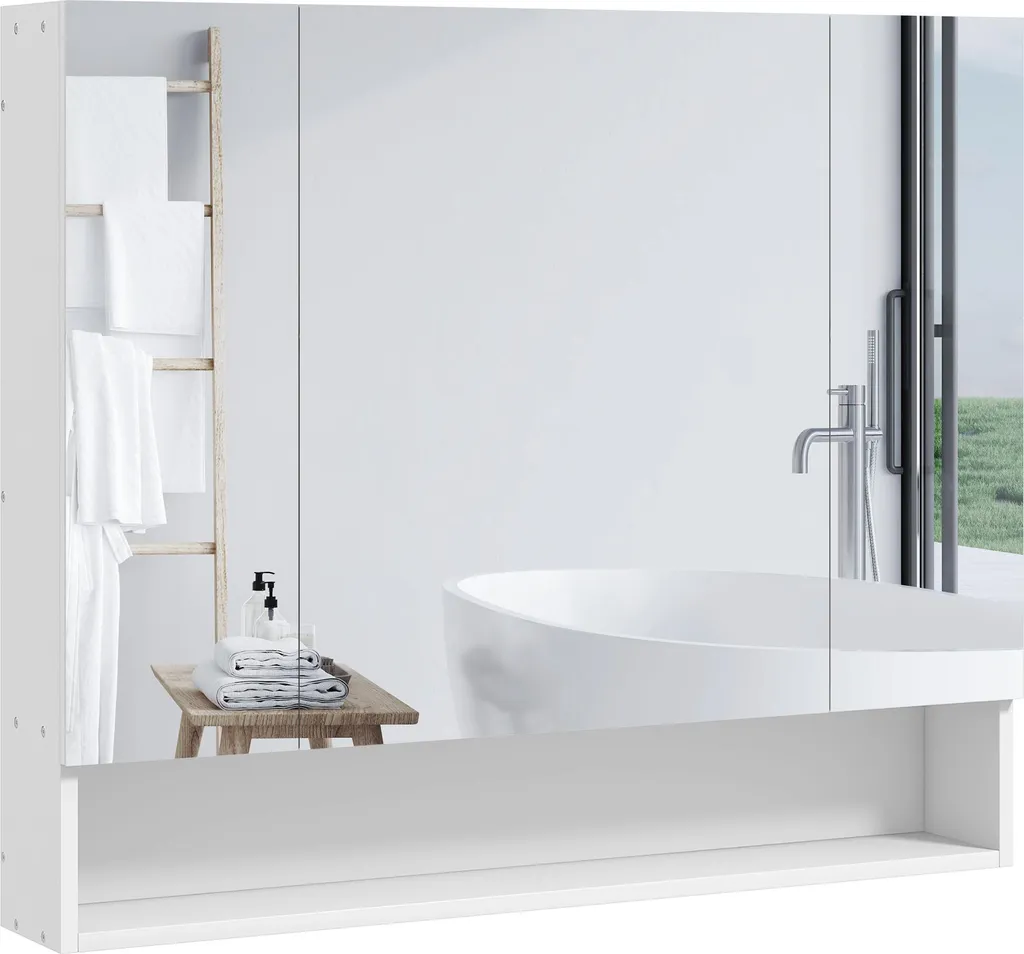 Armoire murale miroir salle de bain 3 portes pour gagner de l'espace