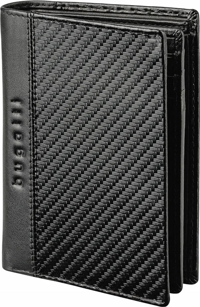 Porte-monnaie homme Bugatti en cuir noir - Modèle Comet format vertical