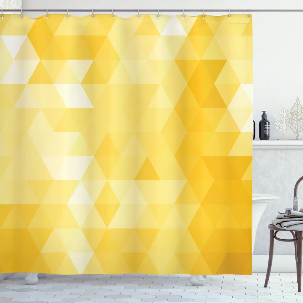 Tenda Doccia Design Astratto Giallo 175x200cm ABAKUHAUS Antimuffa