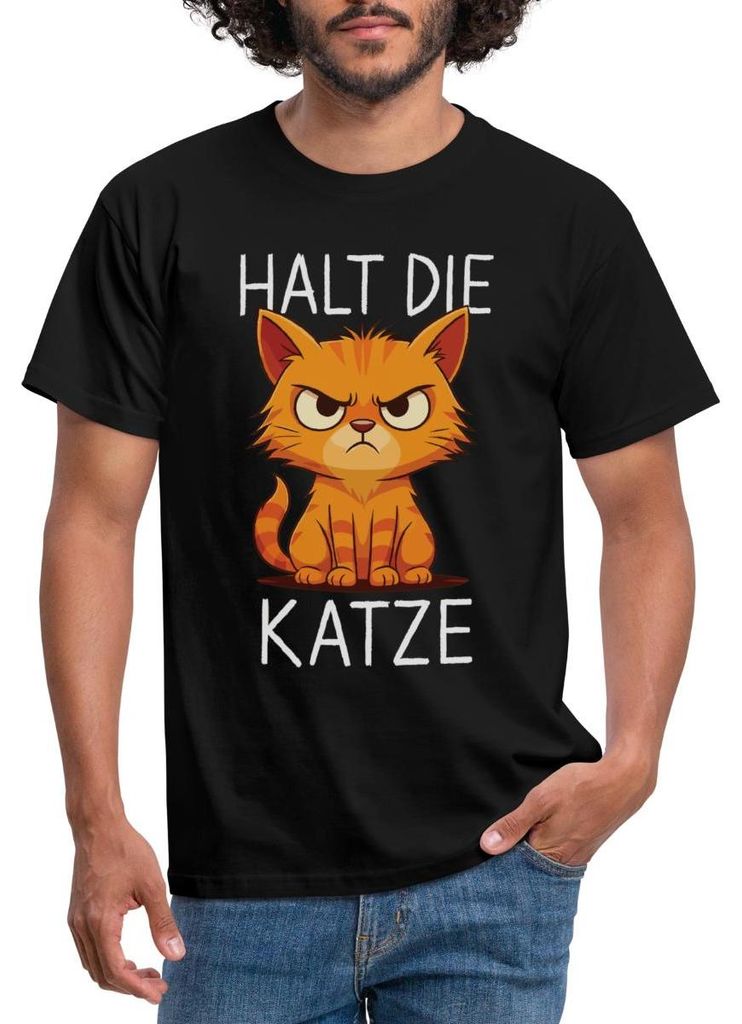 Spreadshirt Halt Die Katze | Wütende Katze Männer T-Shirt, 4XL, Schwarz