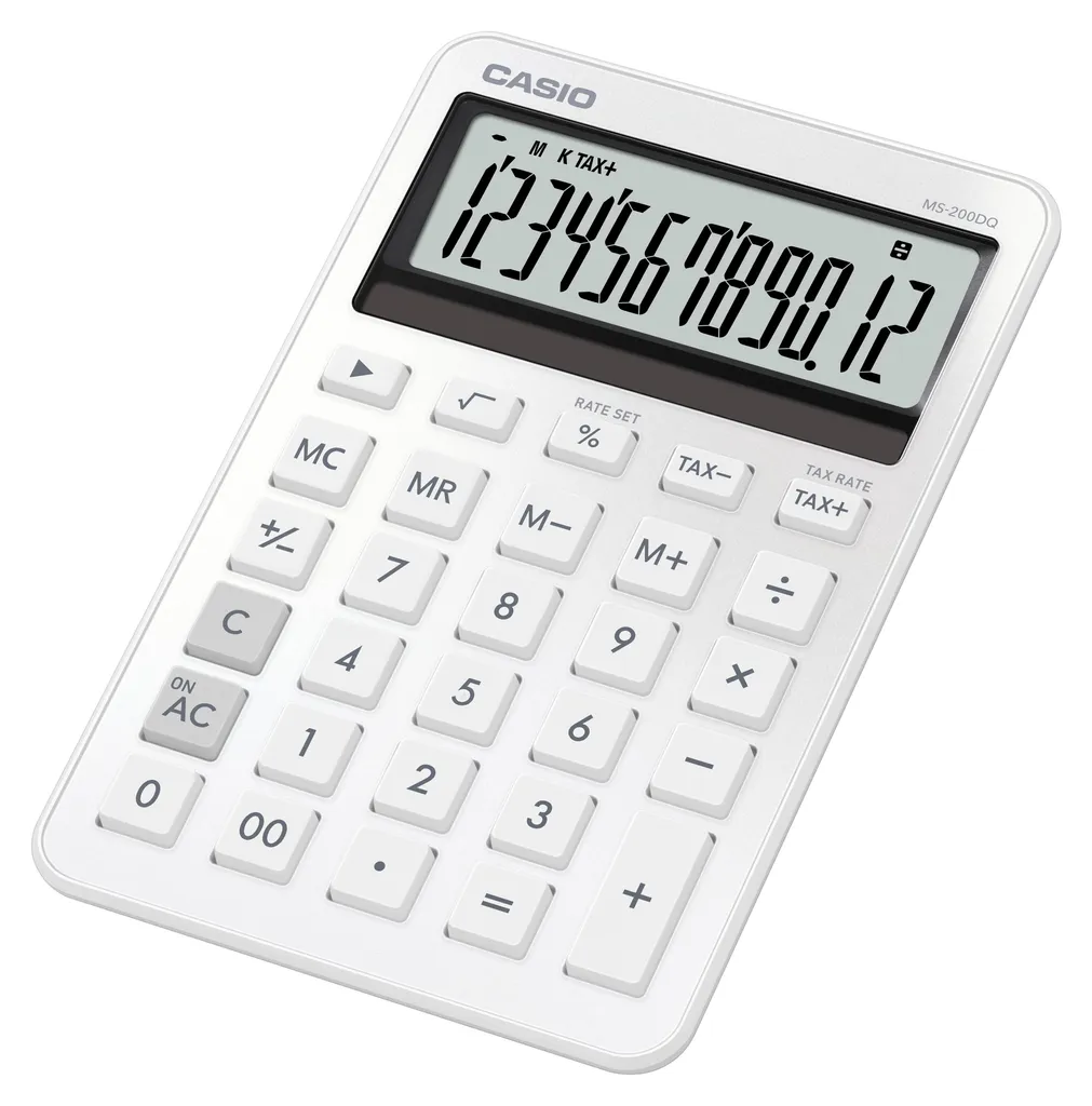 Casio MS-200DQ Calculatrice 12 chiffres à double alimentation Solaire Blanc