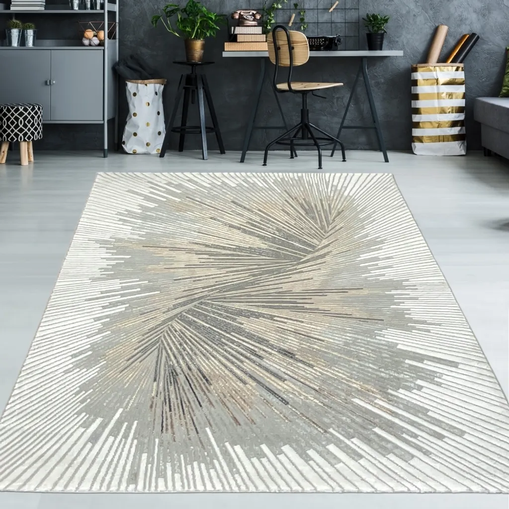 Tapis à fibres brillantes motif abstrait moderne - Format 200 x 290 cm