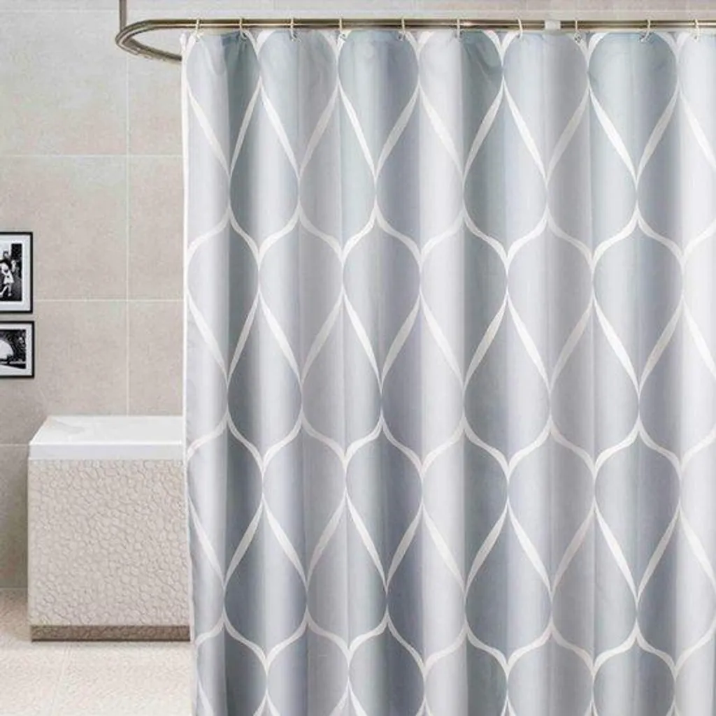 Rideau de douche gris 240x200 cm imperméable avec 12 anneaux