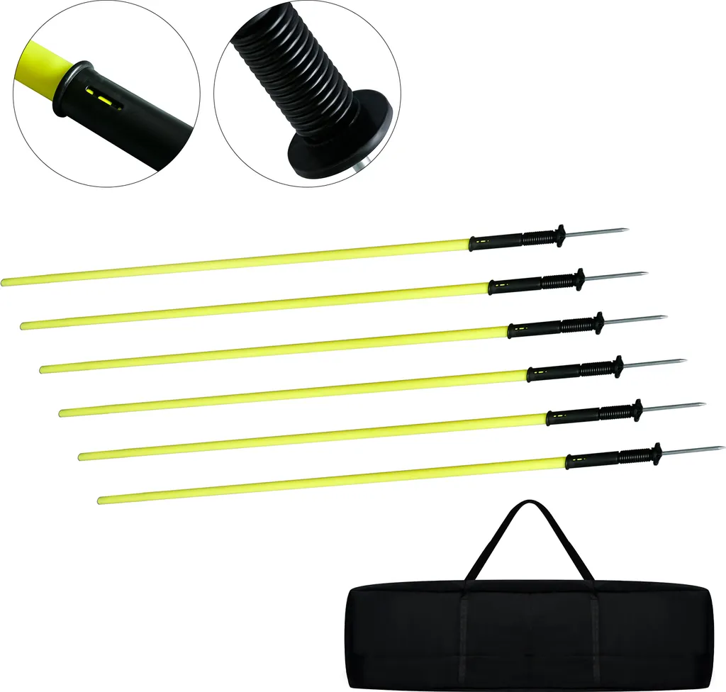 Jalon de Slalom Football 1,5m ø 25mm Jaune avec Pointes Acier Lot de 6