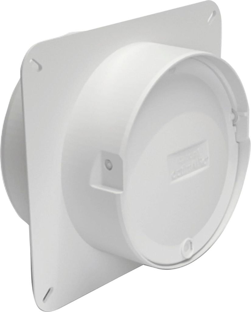 Optimairo N35144 Maueranschluss Stutzen, Lüftungssystem Luftführung Rückstauklappe, geräuscharm energieeffizient, Kunststoff Weiß 148x170mm