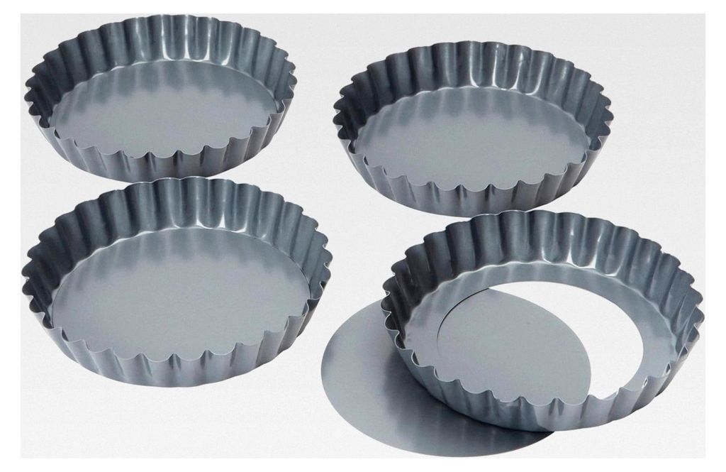 Backformen mit Hebeboden für Mini-Quiches/Tartelettes, Antihaftbeschichtung, 12 cm, 4 Stück