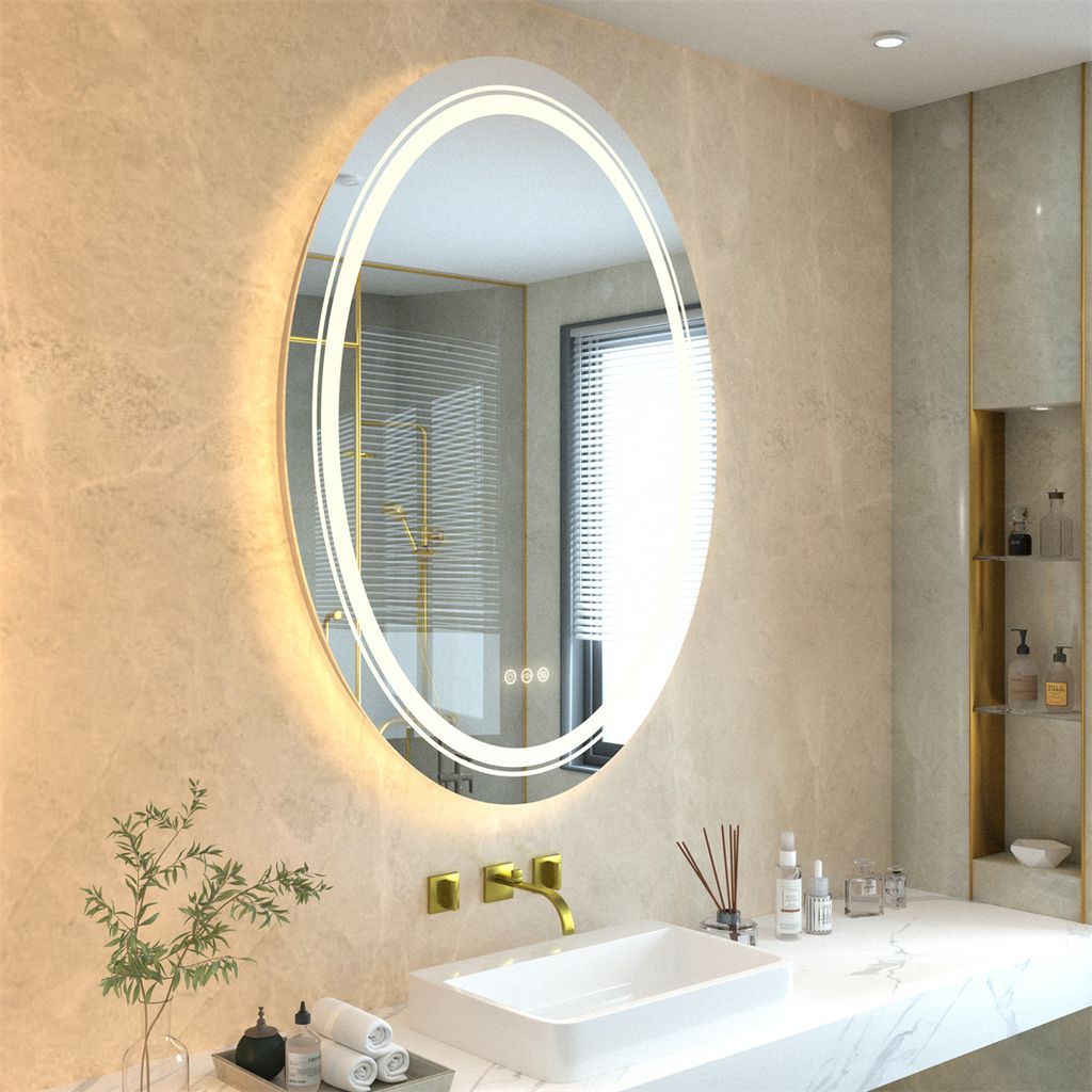 WISFOR LED koupelnové zrcadlo kulaté 60×80 cm nástěnné Obrázek produktu 3