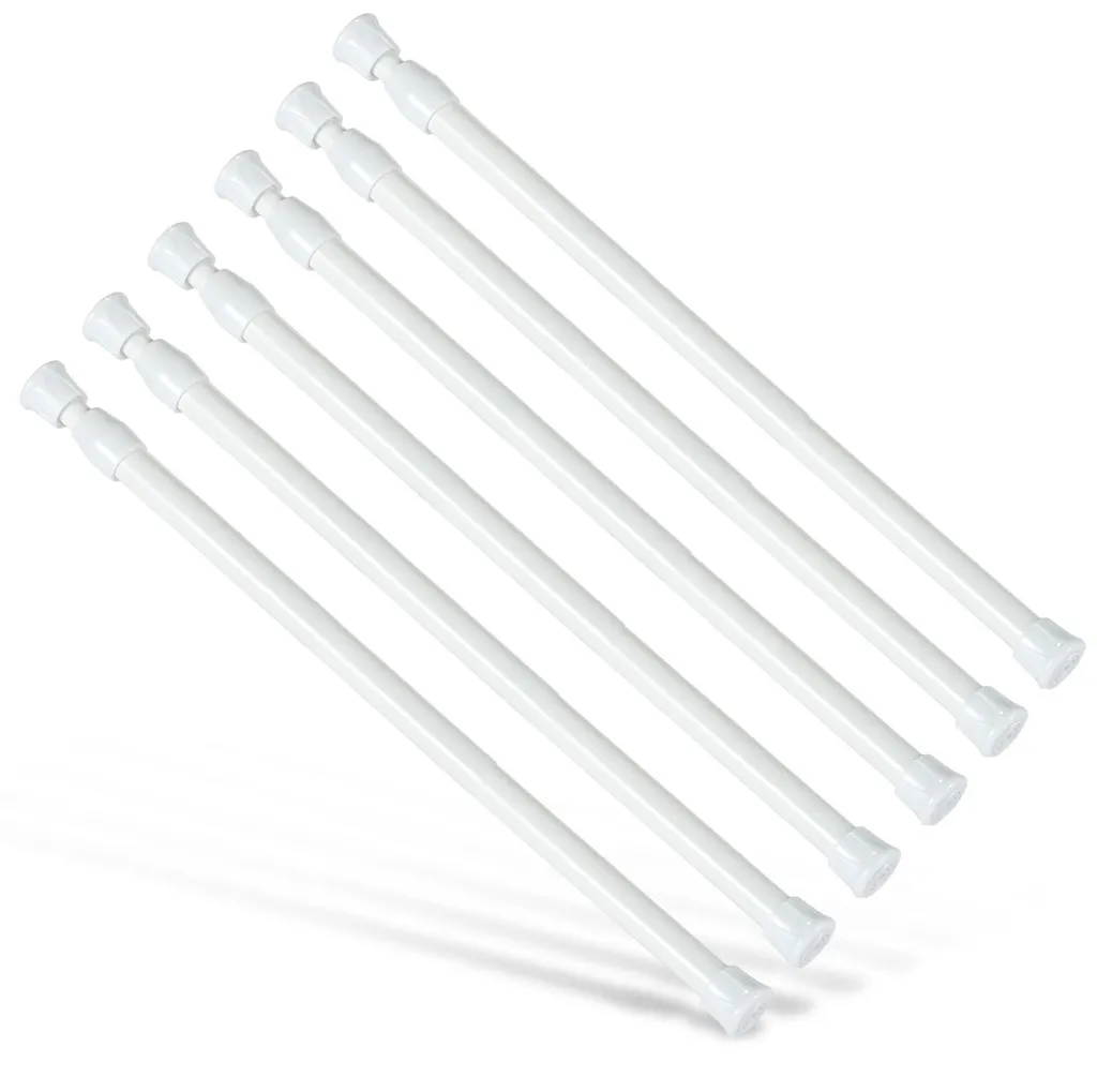 Tringles réglables acier inoxydable 40-70cm sans perçage lot de 6 blanc