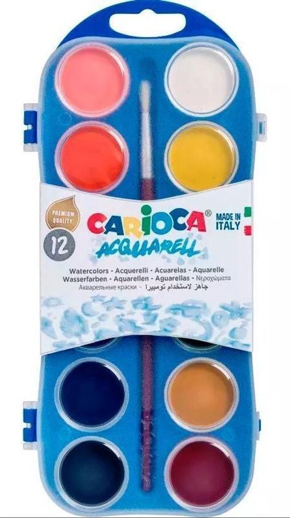 Carioca Aquarell 12 Farben mit Pinsel