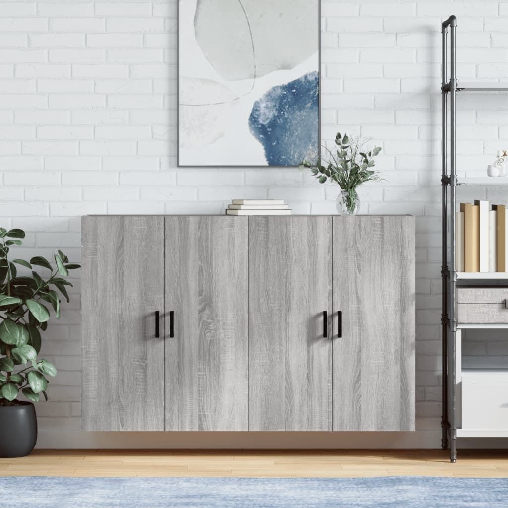 "Rabatt" Mehrzweckschrank/Vitrine/ Wandschränke 2 Stk. - Modernes Design - Grau Sonoma 69,5x34x90 cm - Kommoden CC8368