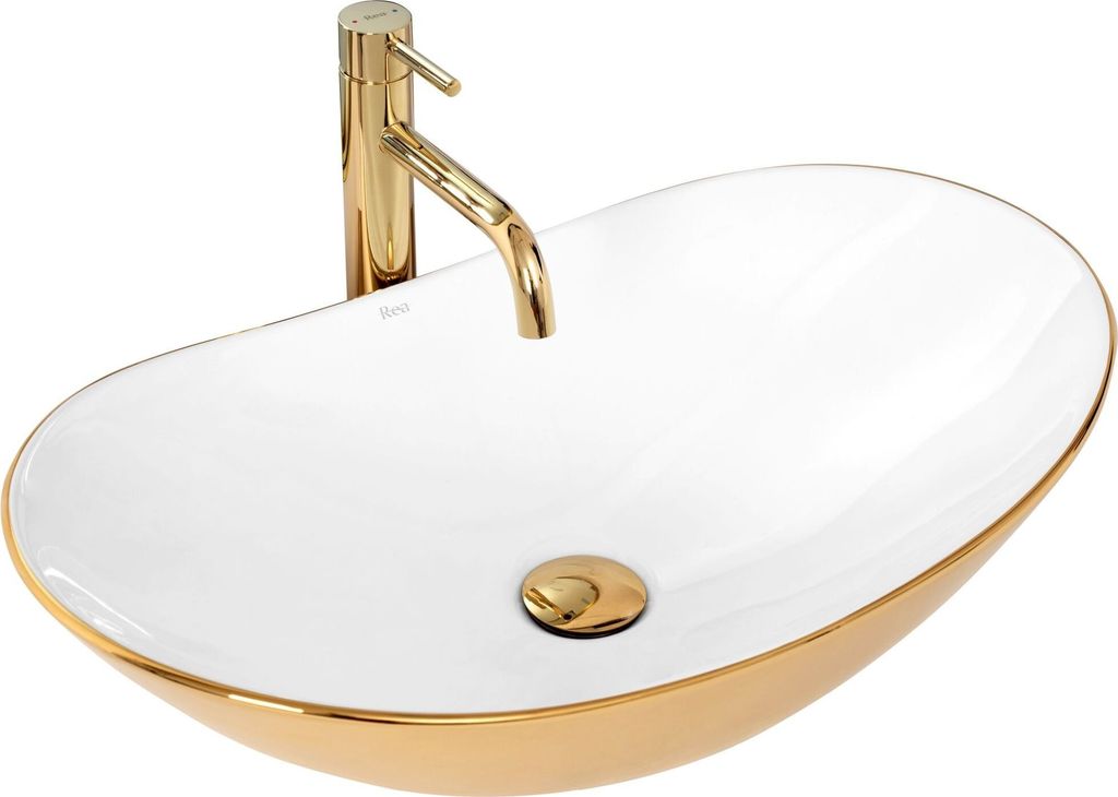 Lavabo encimera Rea ROYAL, color dorado/blanco Imagen del producto 