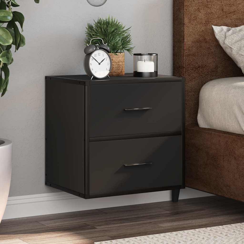 "im Angebot" Wand-Nachttische 2 Stk. - Schlafzimmertisch modern - Schwarz 40x31x39,5 cm - Beistellschrank CC23583
