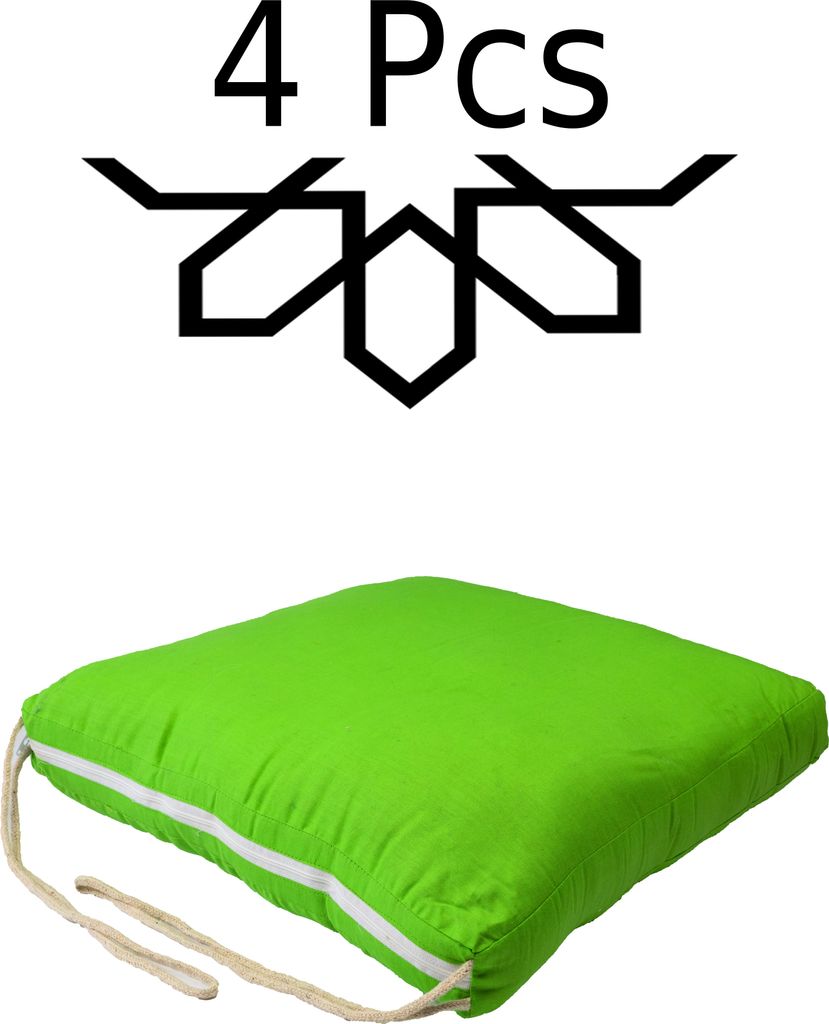 4er Set Sitzkissen Stuhlkissen mit Schleife 45cm Groß Eckig Grün | Outdoor im Garten als Stuhlauflage oder Indoor als Stuhl Kissen im Wohnzimmer ...
