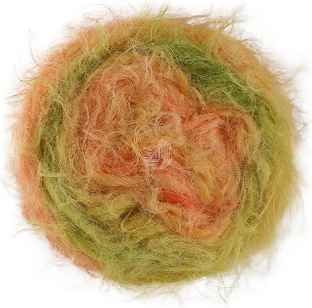 Lana Grossa BASTA MISTA 50g Garn im Fake Fur Look mit attraktivem Franseneffekt 100m Farbe 104 - Kiwi/Pistazie/Vanille/Senfgelb/Pfirsich