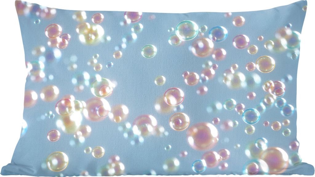 MuchoWow Zierkissen Sofakissen Wohnzimmer Dekokissen 50x30 cm Seifenblasen - Regenbogen - Wasser - Wohnzimmerdekoration - Polster mit Photo