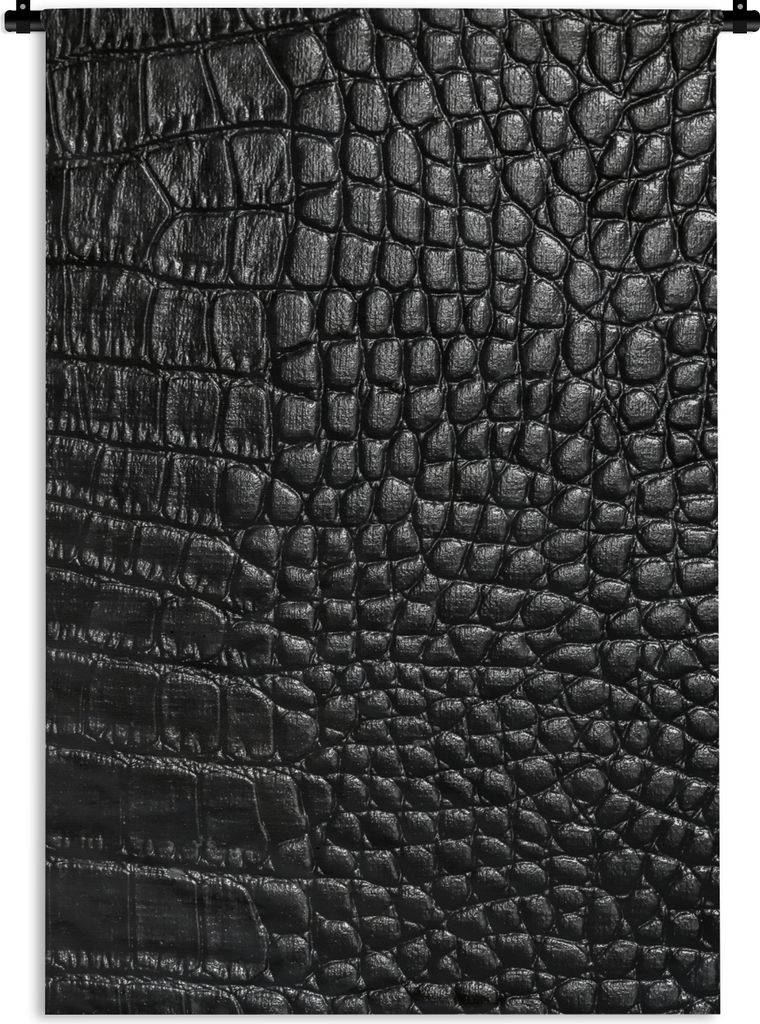 MuchoWow Wandteppich Wandbehang Leder - Textur - Schwarz - Grau 60x90 cm Tapisserie Dekoration Wandtuch - Foto-Teppich - Abwaschbar