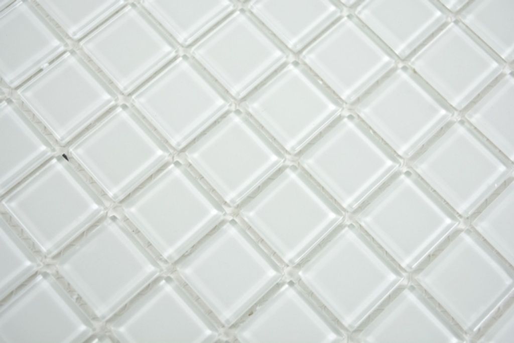 Handmuster Mosaikfliese Transluzent Glasmosaik Crystal weiß BAD WC Küche WAND MOS63-0102_m