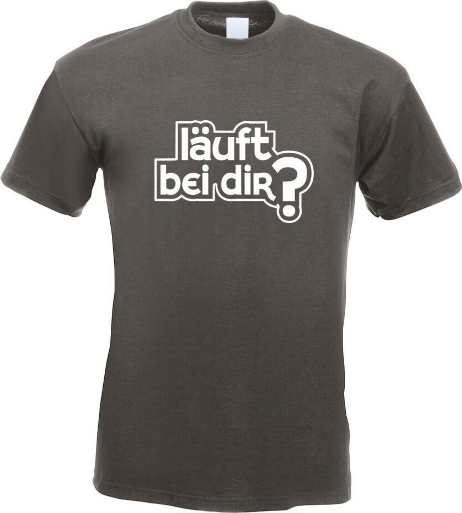 Kiwistar - T-Shirt - Graphit - Läuft bei dir? Design 2 Motiv Bedruckt Funshirt Design Print - mit Motiv Bedruckt - Funshirt Design - Sport - Freiz...