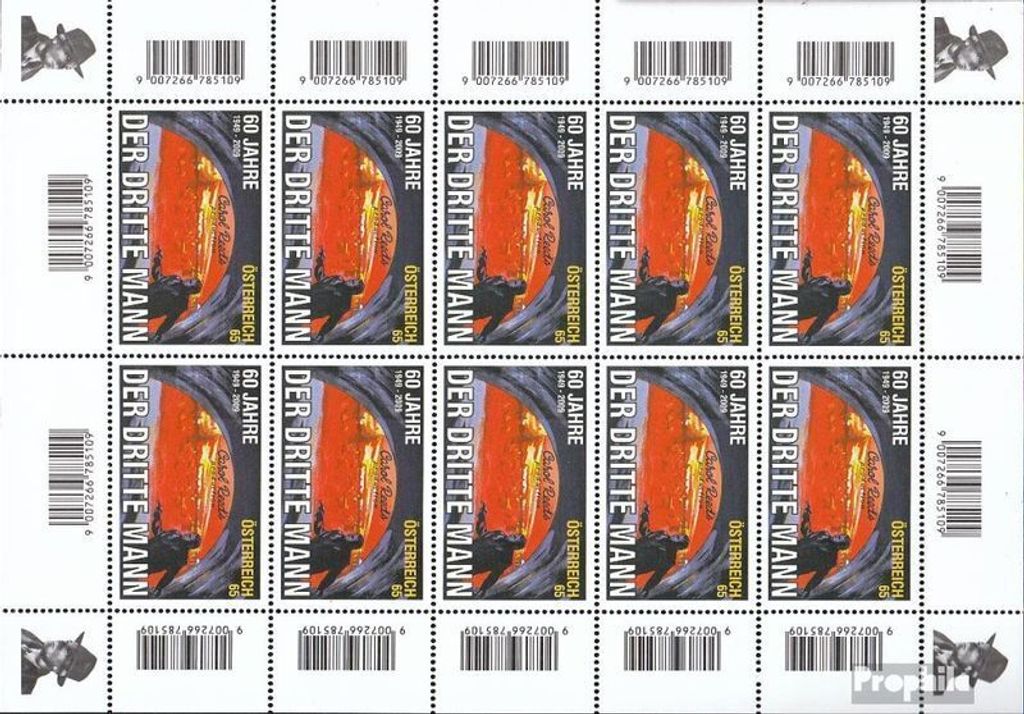 Briefmarken Österreich 2009 Mi 2822 Kleinbogen (kompl.Ausg.) postfrisch Der dritte Mann