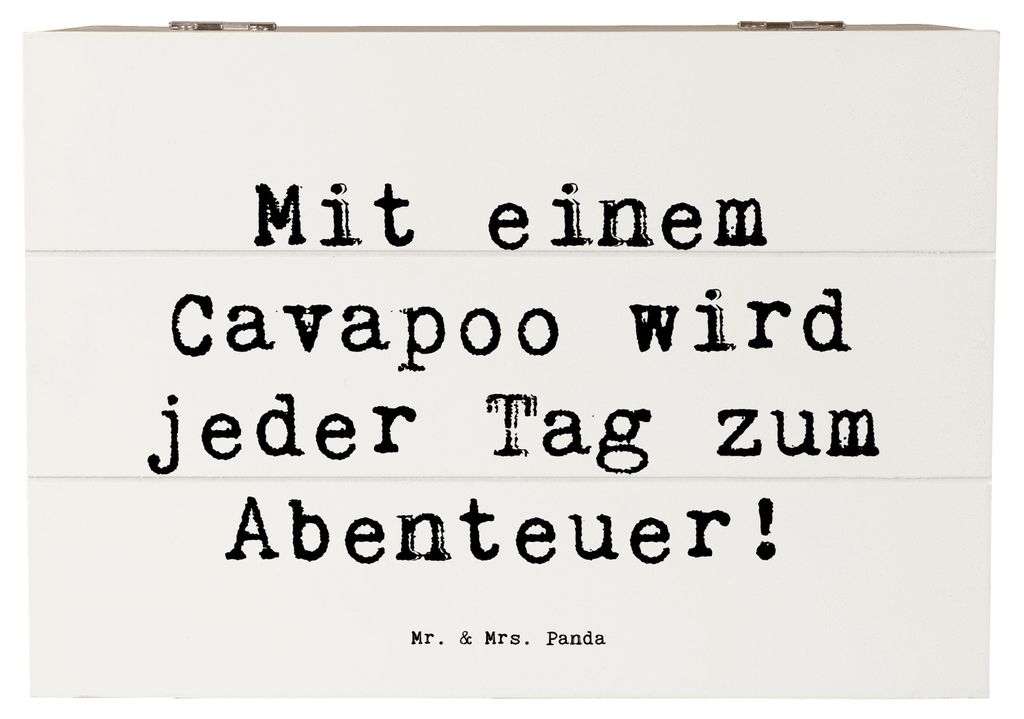 Mr. & Mrs. Panda Box Spruch Cavapoo Abenteuer 22 x 15 cm - Weiß - Geschenk, schatztruhe, Verspieltheit, geschenkkiste, Hunderasse, Hunderassen, Li...