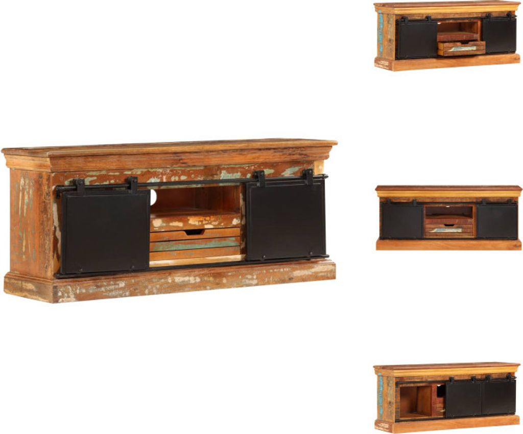 vidaXL TV-Schrank 110x30x45 cm Altholz Massiv - TV-Möbel