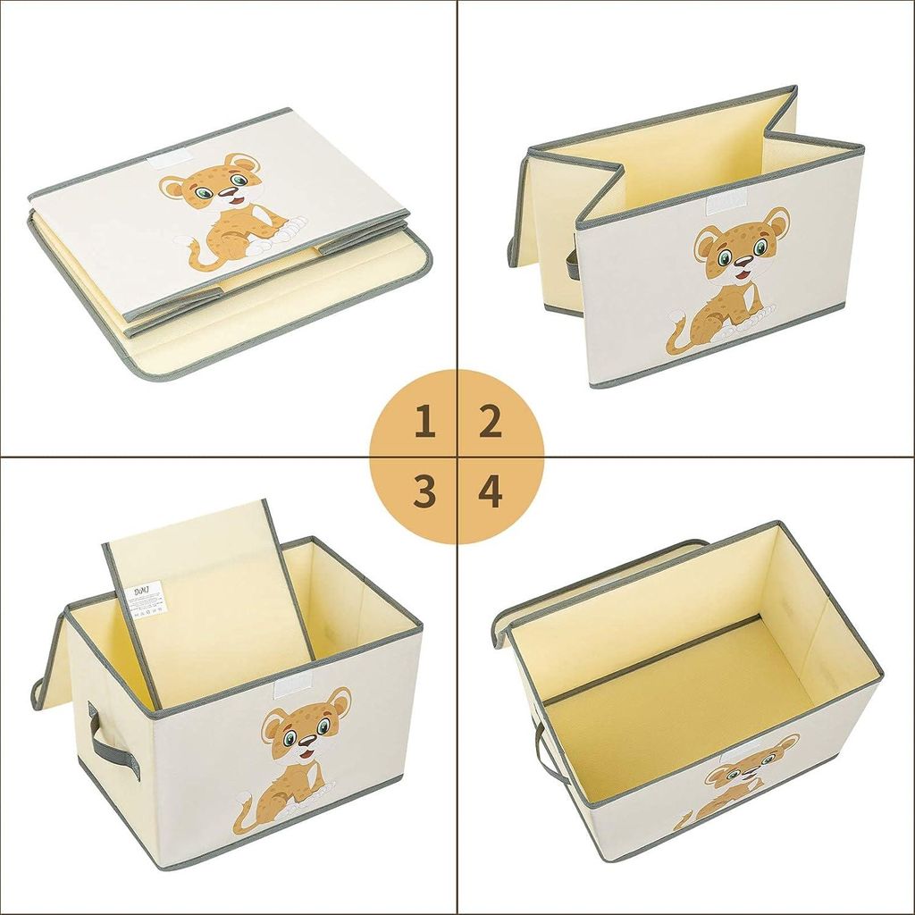 2 Stück Kinderaufbewahrungsboxen mit Deckel, große Spielzeugkiste, Aufbewahrungsbox mit Griffen, Faltbox für Kinderzimmer, Bücher, Kleidung, Sp...