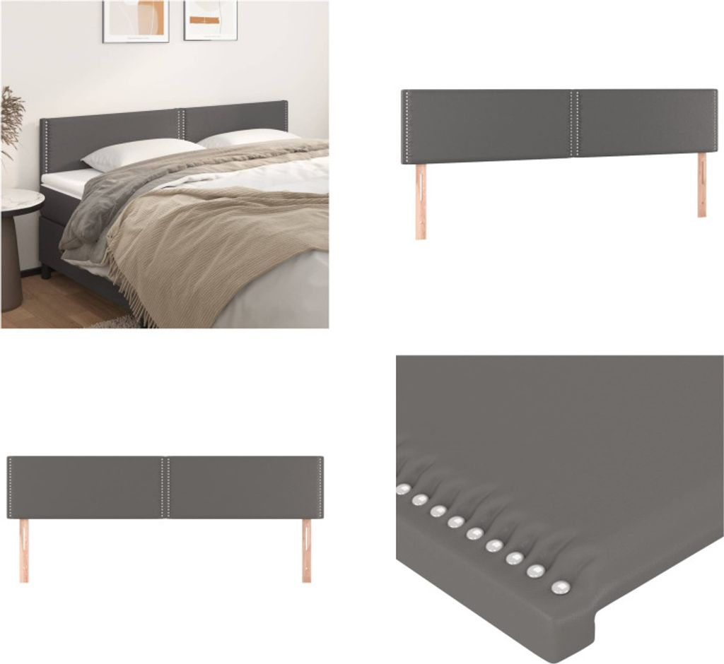 vidaXL Kopfteile 2 Stk. Grau 100x5x78/88 cm Kunstleder - Kopfteil - Kopfteile - Bett-Kopfteil - Bettkopfteil