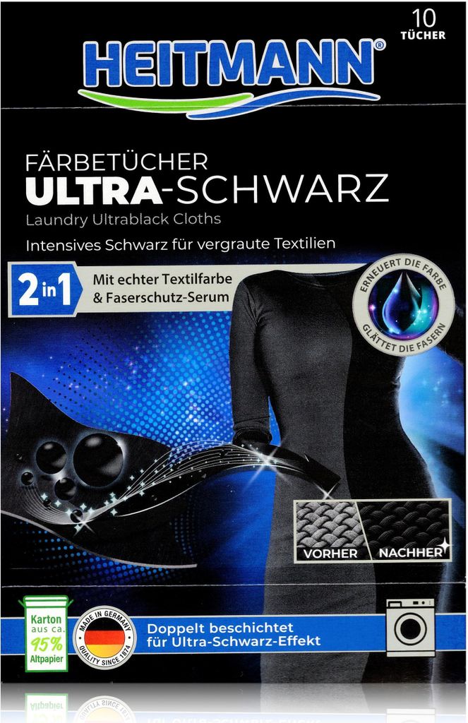 Heitmann panni da colorare ultra-nero 10 panni 2in1 effetto Immagine del prodotto 