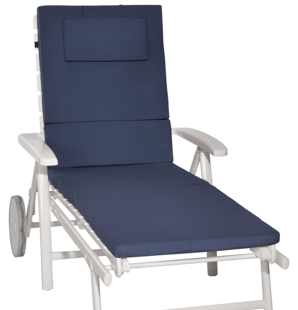 Beautissu Gartenliege Auflage Sonnenliege Loft RL, 200x60x5cm, Dunkelblau