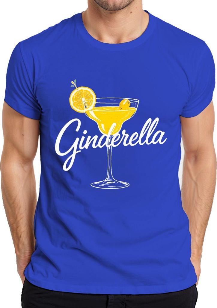 Ginderella Gin Cocktail Zitrone Olive Bar Karneval Fasching Party Herren T-Shirt, Blau, M