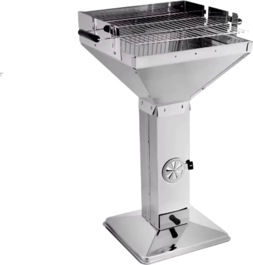 Barbecue charbon de bois BBQ Fioren en acier inoxydable de 48x63x90 cm