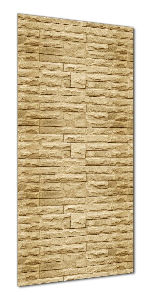 Wallario selbstklebende Duschrückwand 80 x 200 cm mit Motiv Steinwand gelb - Wandverkleidung mit Hochglanzlaminat in Glasoptik