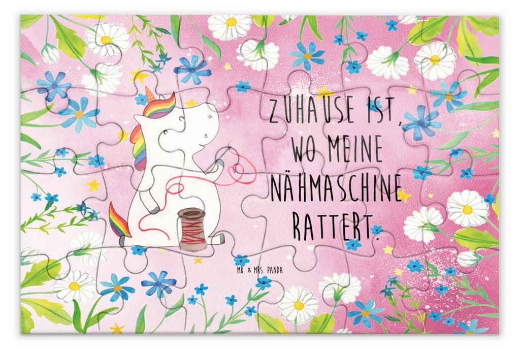 Mr. & Mrs. Panda Puzzlespiel Einhorn Näherin 24 Teile - Rot Pastell - Geschenk, Einhörner, Freundin, 1500 Puzzle, Geduldspiel, 300, Basteln, Häk...