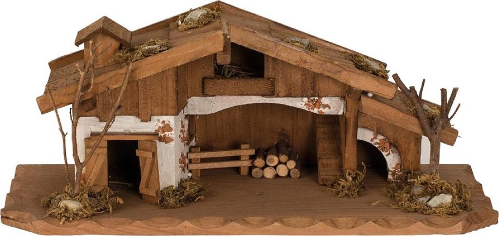 Krippe Holzhaus 33 cm x 13 cm Modellhaus aus Holz Produktbild 4