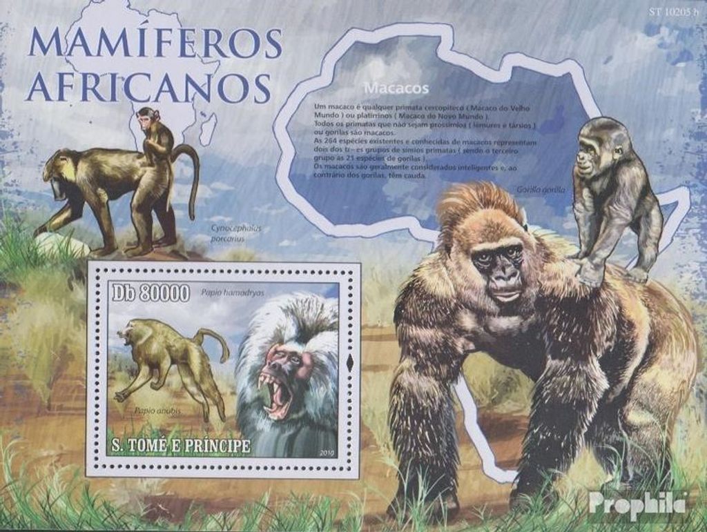Briefmarken Sao Tome e Principe 2010 Mi Block768 (kompl.Ausg.) postfrisch Säugetiere