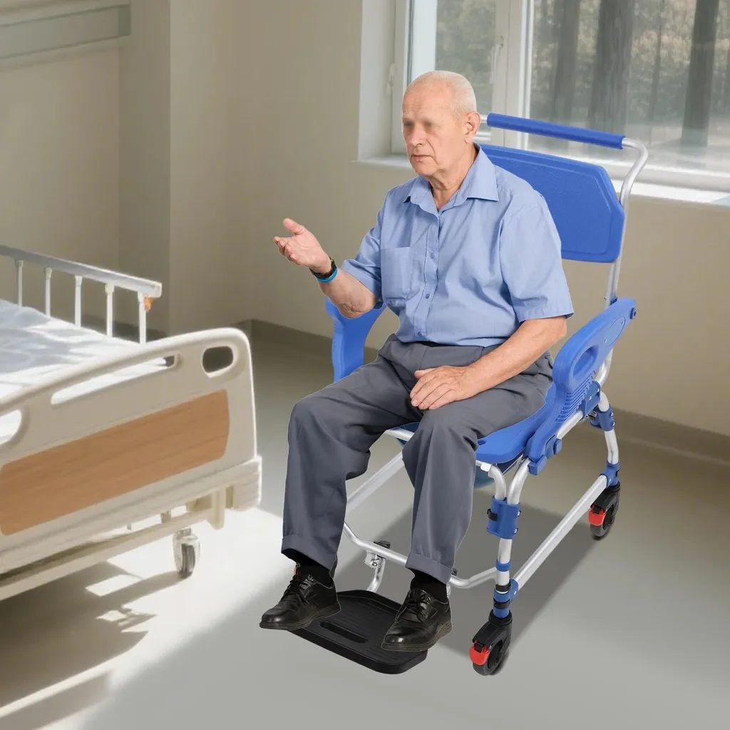 Chaise de commode mobile et fauteuil de douche médical ergonomique - 4