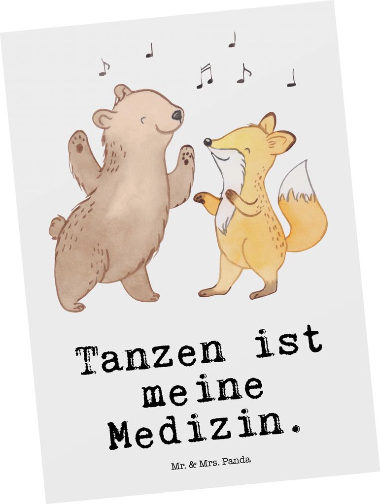 Mr. & Mrs. Panda Postkarte Hase Tanzen - Weiß - Geschenk, Tanzkurs, Grußkarte, Tanzschule, Postkarten, Ansichtskarten, Fotokarte, Ansichtskarte, ...
