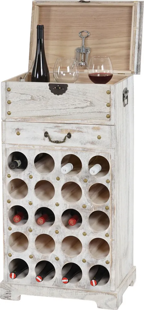 Casier à vin Lucan T323 blanc shabby pour 20 bouteilles, 94x48x31cm