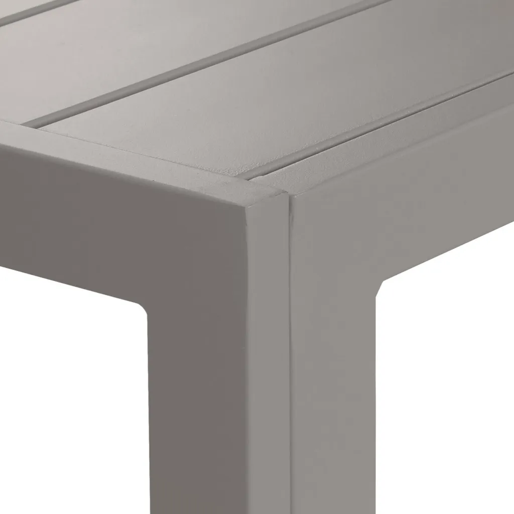 Table d'extérieur résistante aux intempéries en aluminium gris clair