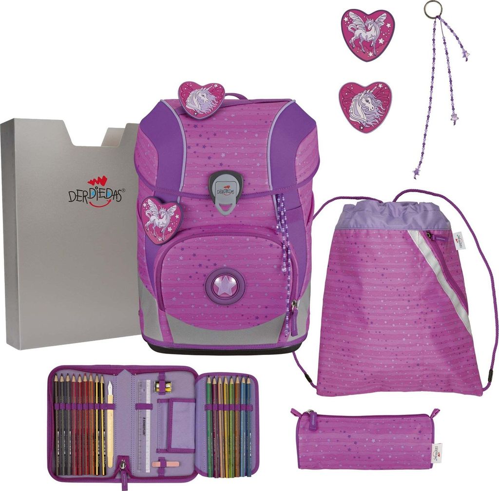 DerDieDas ErgoFlex Tiny Purple Unicorn Schulranzen Set 5tlg.