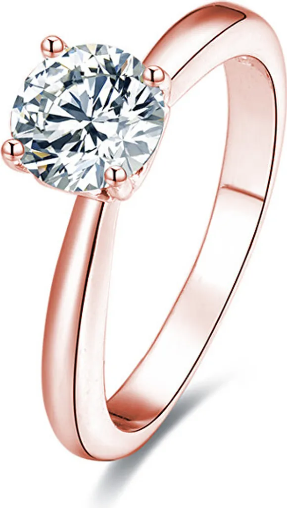 Bague de soirée en argent doré rose et cristaux pour femme taille 58