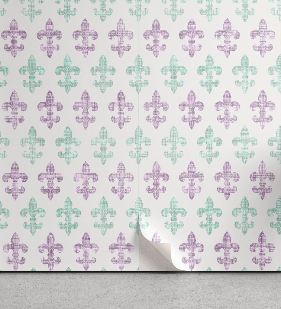 ABAKUHAUS Fleur De Lis abziehbare & klebbare Tapete für Zuhause, Grunge Pastellblick, selbstklebendes Wohnzimmer Küchenakzent, 33 cm x 90 cm, Min...