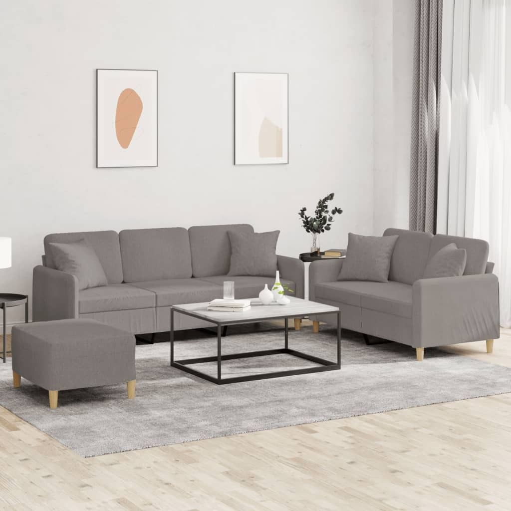 Maison Exclusive - 3-tlg. Sofagarnitur mit Kissen Taupe Stoff