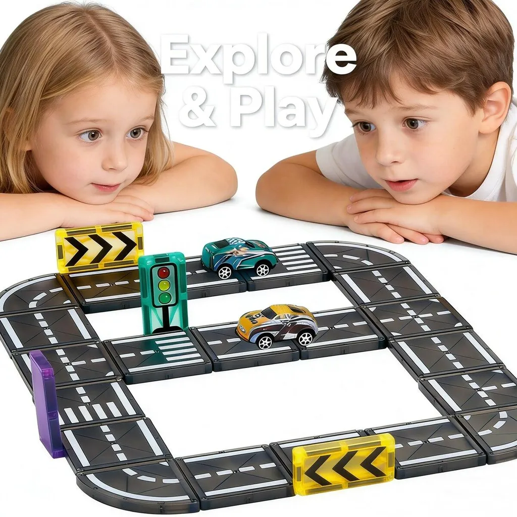 54 Blocs Magnétiques de Construction Route Noire - Jeu STEM 3 à 8 Ans - 5