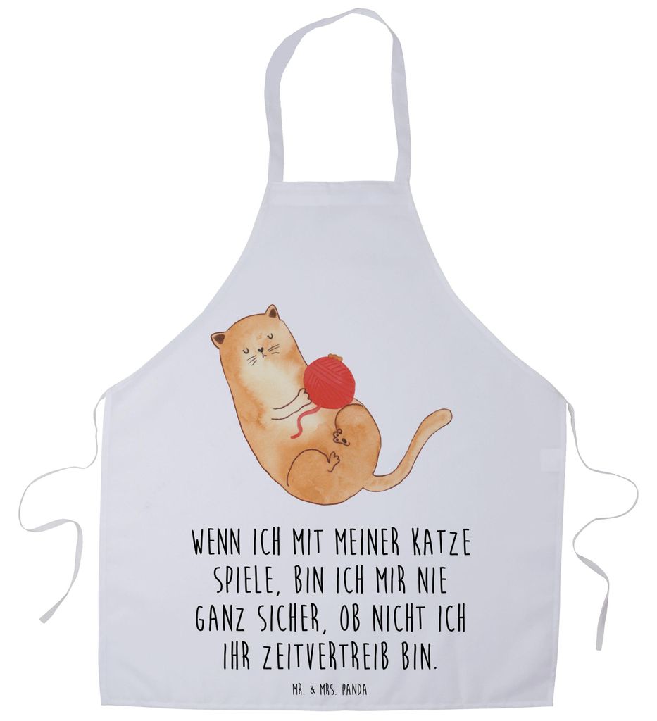 Mr. & Mrs. Panda Schürze Katze Wolle - Weiß - Geschenk, Spielen, Cat, Profi Kochschürze, Grillschürze, Katzen, Haha, Kellner, Haustier, Spiel, ...