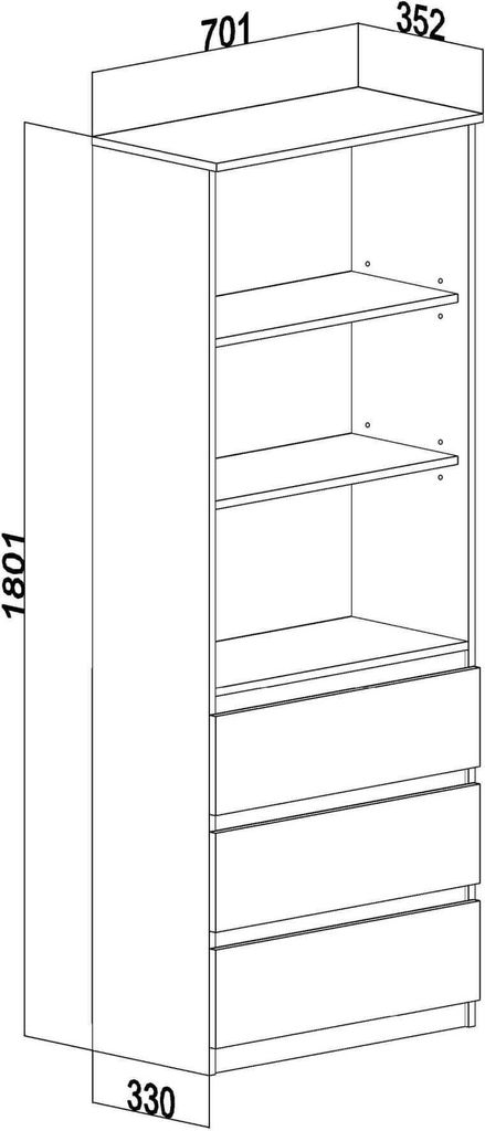 Kleiderschrank Mehrzweckschrank Regal 3 Schubladen  Produktbild 2