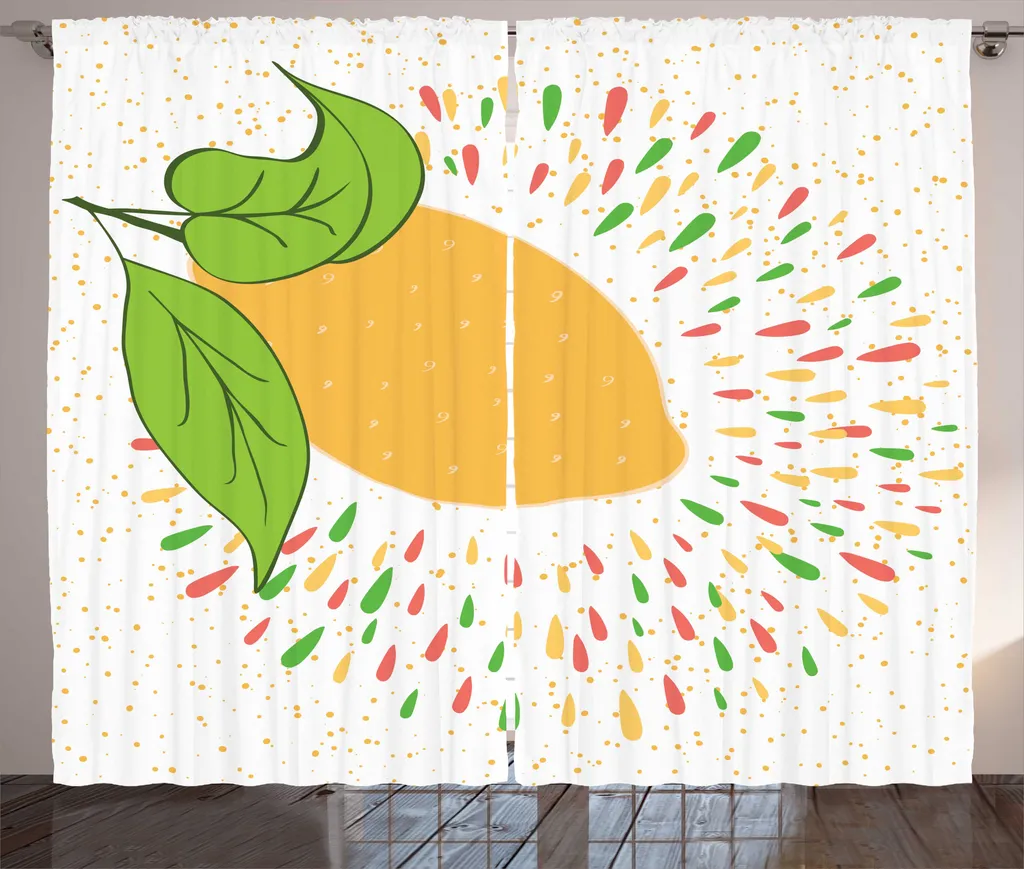 Rideau Imprimé Estival Coloré Citron avec Système Boucles et Crochets
